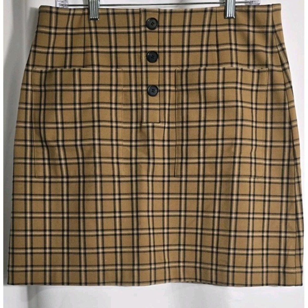 LOFT Outlet Womens Plaid Sailor‎ Button Skirt Size 10